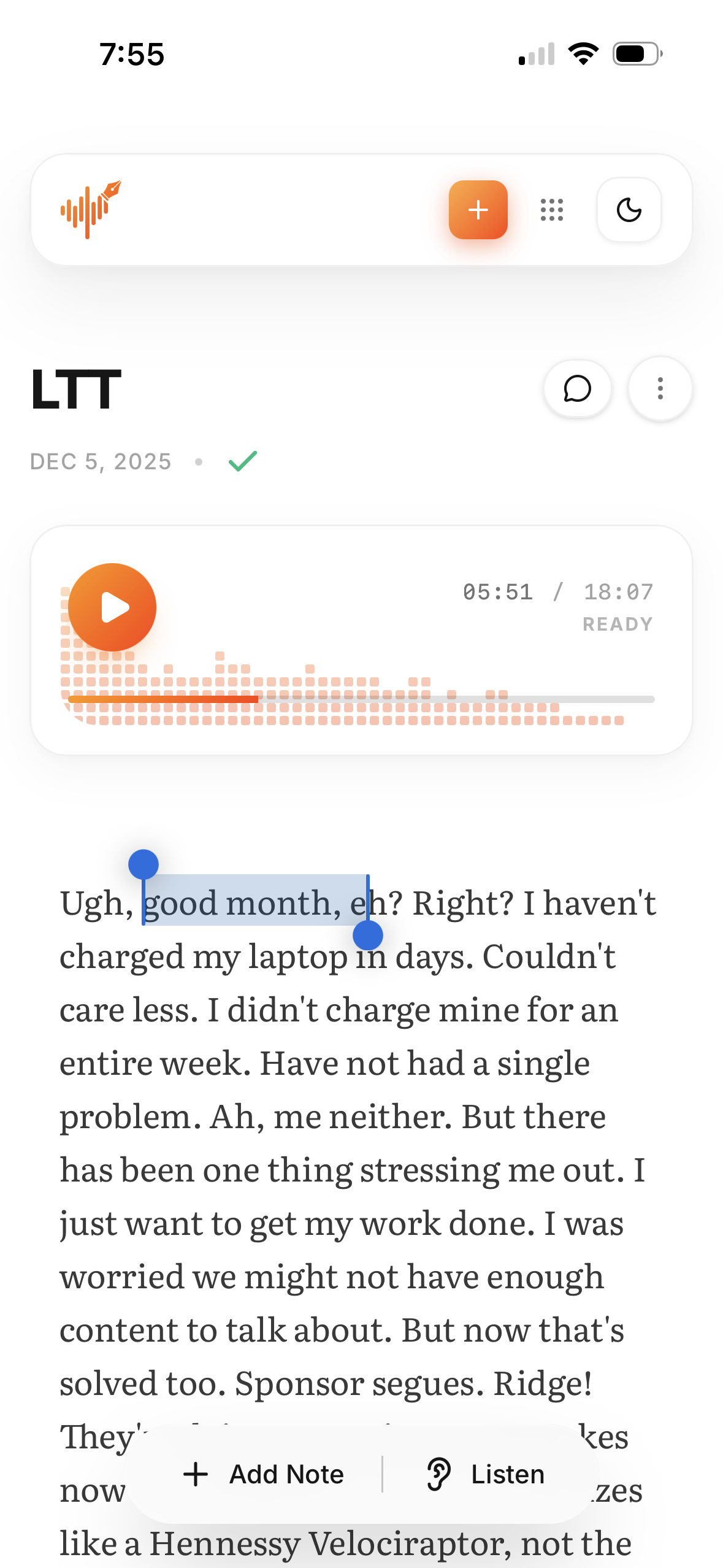 Mobile Transcript